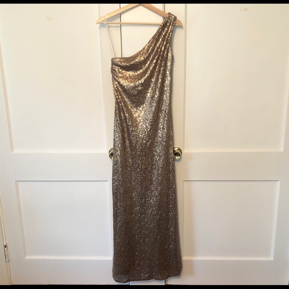 Christina Wu Bronze Sequin Gown